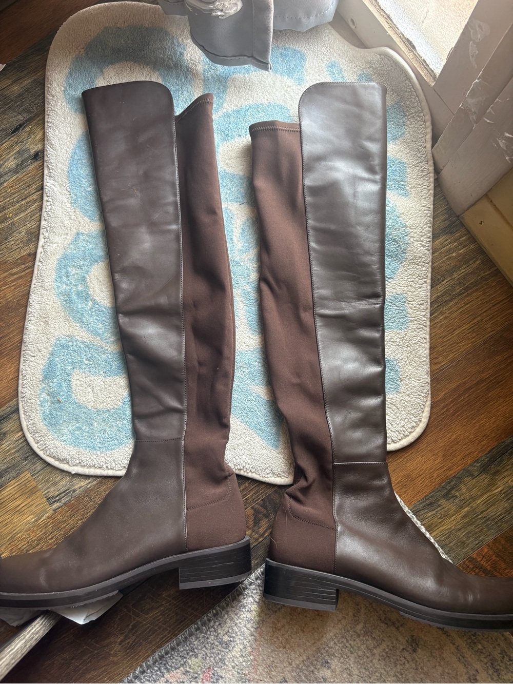 Stuart Weitzman Brown Over-the-Knee Stretch Leather Boots